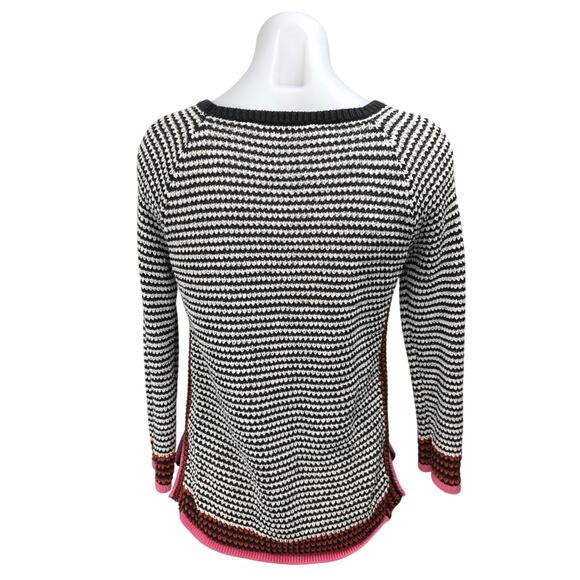 Ann Taylor Loft Black White Textured Knit Long Sleeve Pullover Sweater Top Sz XS - Picture 2 of 5